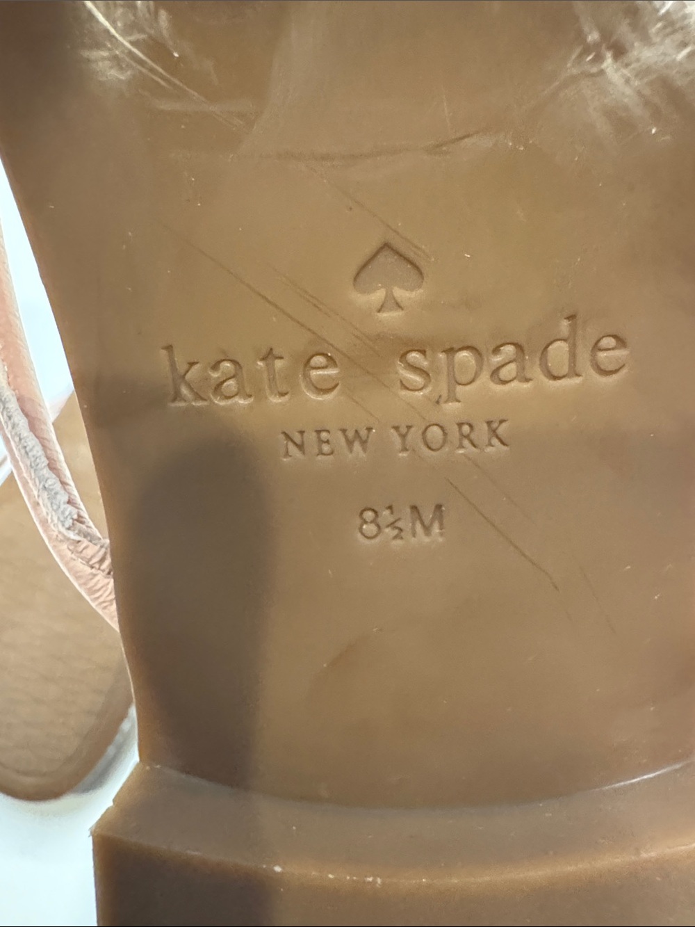 Kate Spade Blush Pink Bow Thong Sandals with Patterned Footbed Charm Sz8.5 - Picture 6 of 6